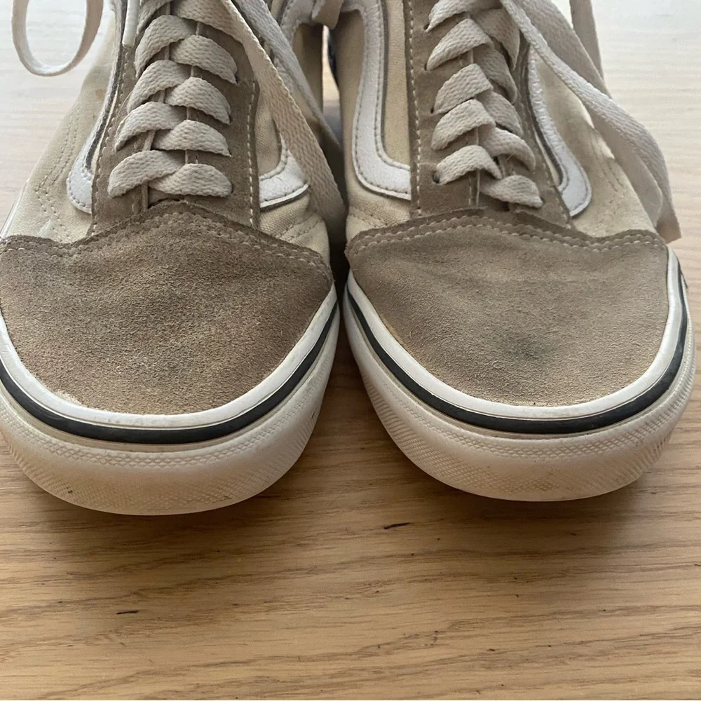 VANS Unisex Ivory White Suede Leather Skateboard Sneakers Women's 8.0